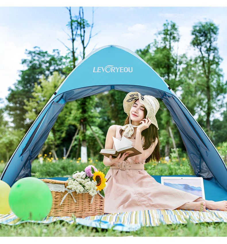 Tenda da spiaggia per esterni, con apertura rapida, automatica, pop-up, semplice parasole, baldacchino per il tempo libero sulla spiaggia, con porte e doppie finestre_voghion.com