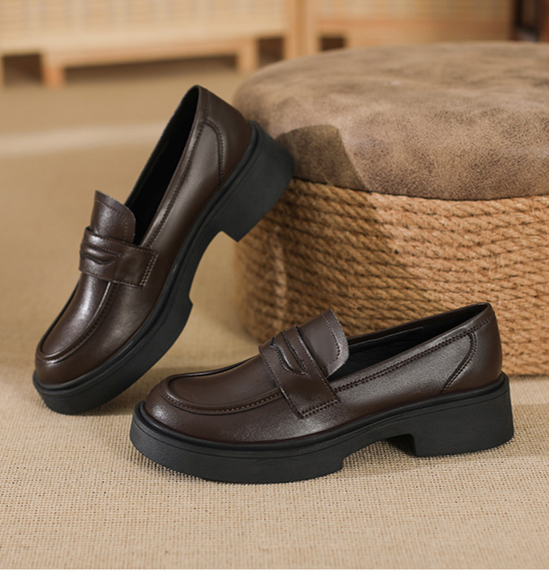 Genuine Lefu for women in the autumn of 2024, new women's with thick soles, one foot sole, and high height British style_voghion.com