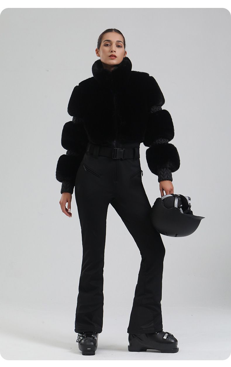 Traje de esquí de invierno para mujer: traje de nieve de una pieza ajustado, con aislamiento térmico y resistente al viento para esquí alpino y deportes al aire libre._voghion.com