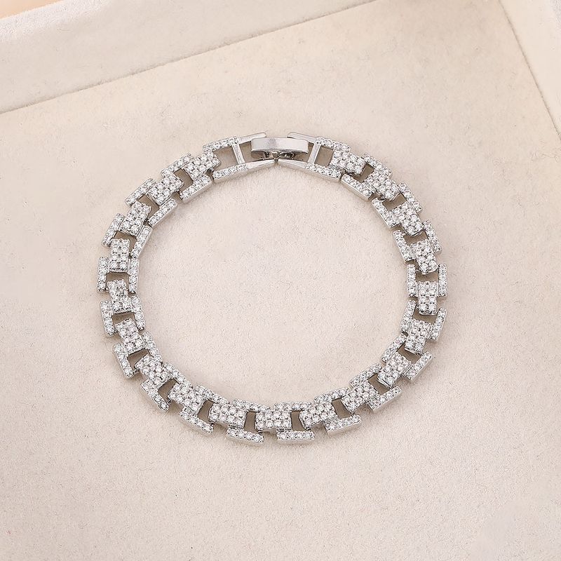Nuovo braccialetto versatile di lusso leggero con catena cubana alla moda, zircone pieno, pietre preziose colorate, elegante braccialetto in rame micro intarsiato_voghion.com