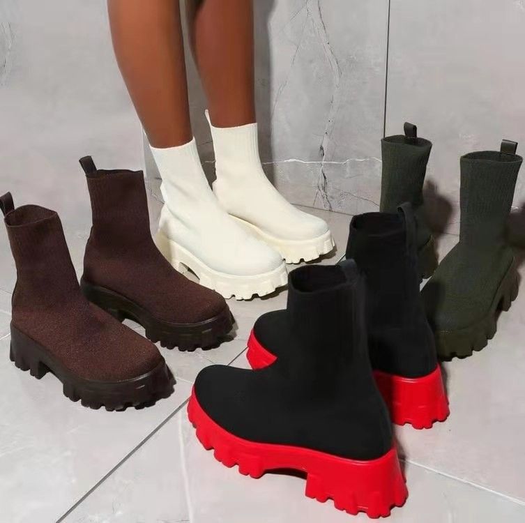 New Shoes Fly Woven Sports Short For Women 2025 Autumn And Winter Women's Boots Plus Size One Foot Socks_voghion.com