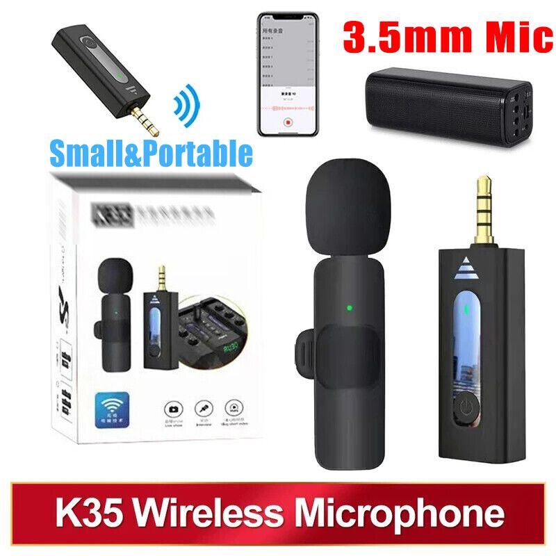 Wireless 3.5mm Lavalier Lapel Microphone Bluetooth Mini Mic For Camera Phone UK_voghion.com