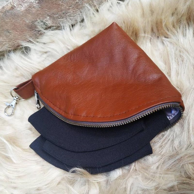 Aufbewahrungstasche aus Leder, tragbar, reisegeeignet, Outdoor-Maskentasche_voghion.com