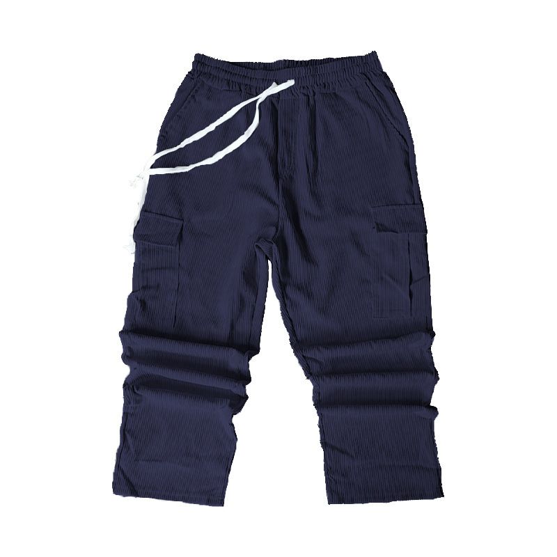 Men's Corduroy Relaxed Fit Straight Leg Pants - Comfortable Casual Trousers For Autumn Winter (Navy, Black, Gray, Army Green, Brick Red)_voghion.com