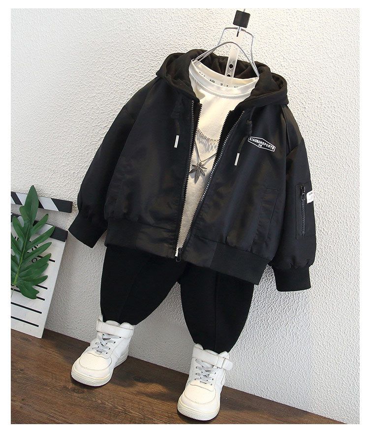 Giacca da baseball per bambini, primavera e autunno, elegante giacca con cappuccio per bambini di piccole e medie dimensioni_voghion.com