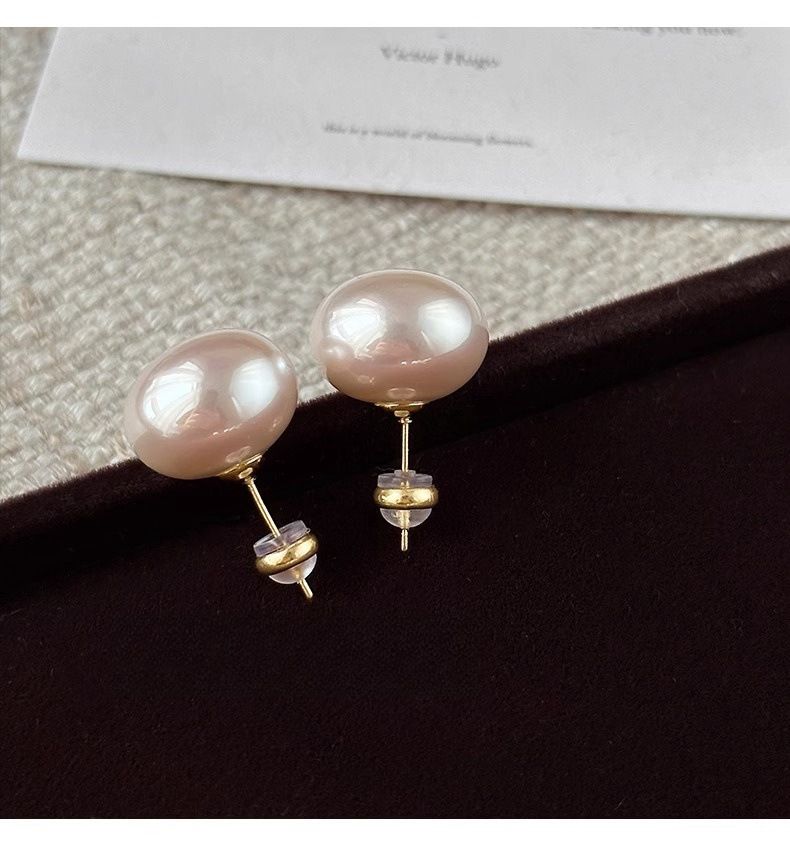 Orecchini a bottone in argento sterling con polvere di fiori di ciliegio e perle di Mantou, di alta qualità, piccoli orecchini da donna di design premium_voghion.com