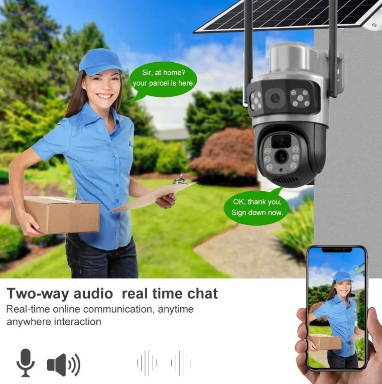 QL16 4G HD Bullet Solar Powered Low Power Consumption 360 Panoramic Dual Lens WIFI Surveillance Camera_voghion.com