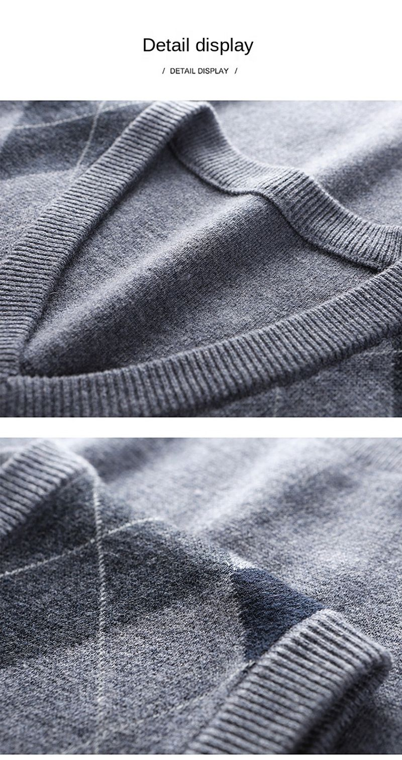 Novo outono designer de moda marca argyle pulôver diamante camisola com decote em v malha colete 6% lã sem mangas roupas masculinas casuais_voghion.com