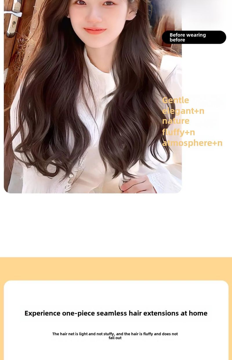 Parrucca da donna con capelli lunghi e ricci, pezzo unico, alto livello, francese, riccio, soffice, aumento invisibile, pezzo di estensione dei capelli senza soluzione di continuità_voghion.com