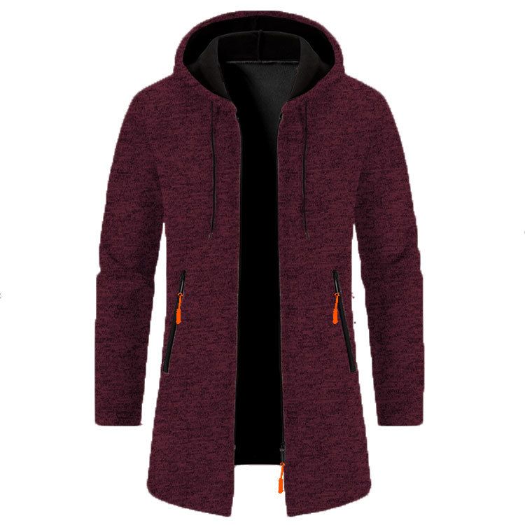 Giacca da uomo con cappuccio, taglia media e lunga, sottile, larga, in felpa, sottile, cardigan lavorato a maglia_voghion.com