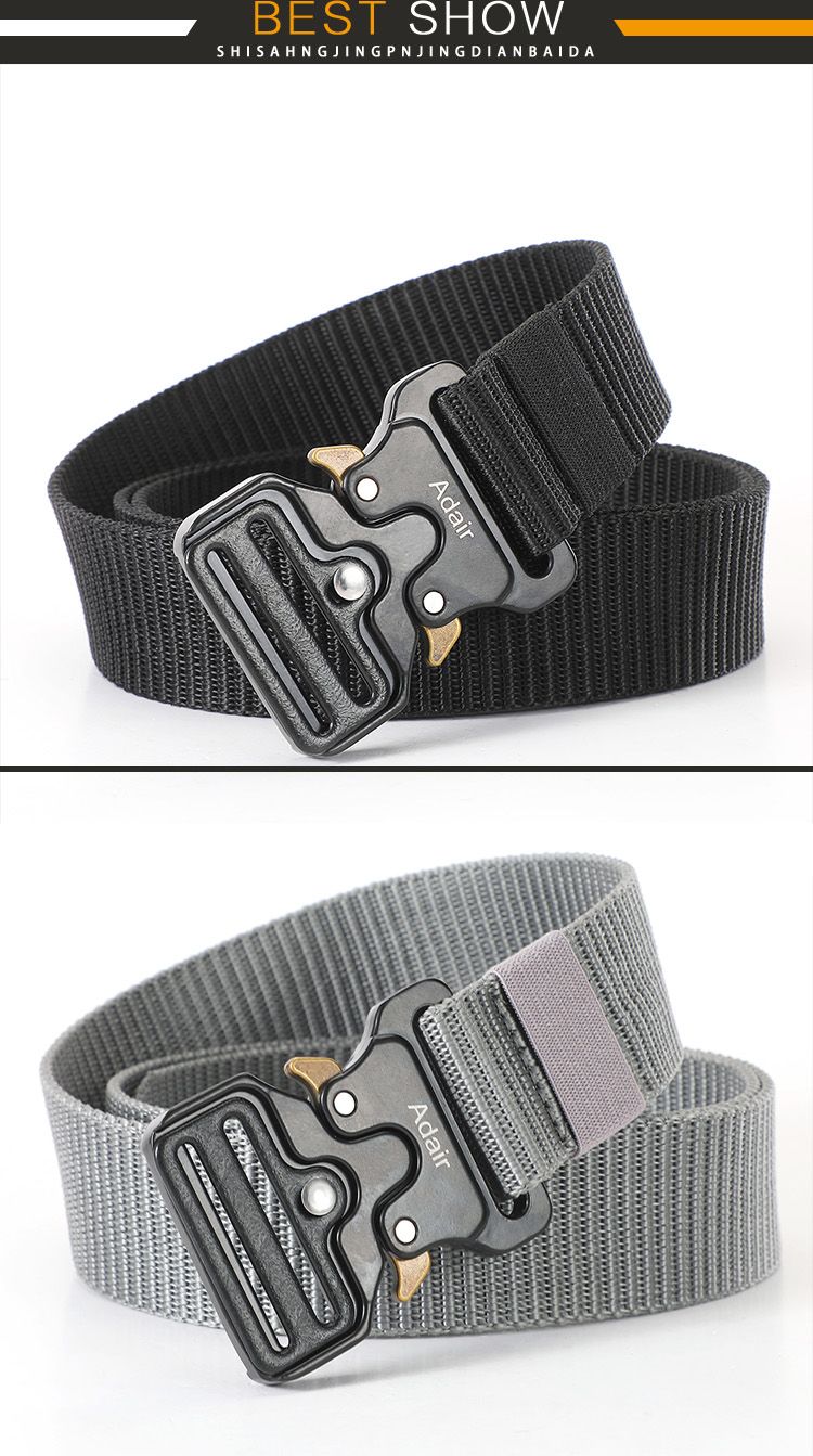 Ceinture en nylon tendance pour homme, sangle pour étudiant, tissu de taille militaire tactique, toile décontractée de haute qualité_voghion.com
