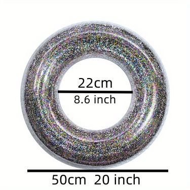 Glittrig transparent badring förtjockad PVC uppblåsbar poolmadrass för vuxna och barn, mousserande vatten, flytande ring med skimrande effekt_voghion.com