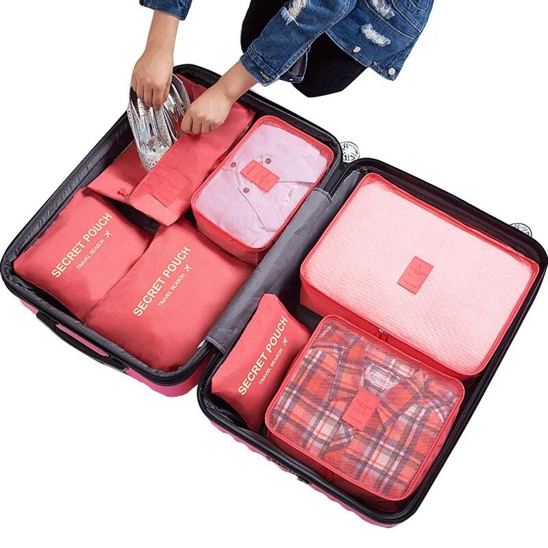 6pcs Travel Bags Suitcase Packing Set Storage Cases Portable Lage Clothes Shoe Foldable Organizer_voghion.com