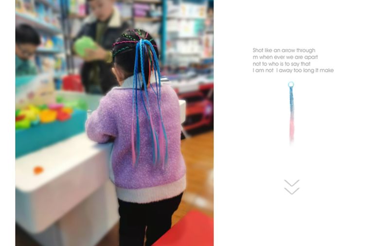 Parrucca colorata per bambini con treccia piccola, coda di cavallo ad anello, performance con parrucca colorata per bambini con treccia piccola, coda di cavallo_voghion.com