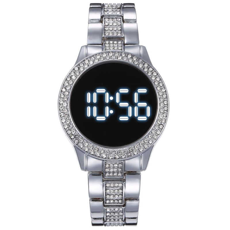 Hot Selling Double Row Diamond And Women's Waterproof LED Electronic Men's Set Large Dial Watch_voghion.com