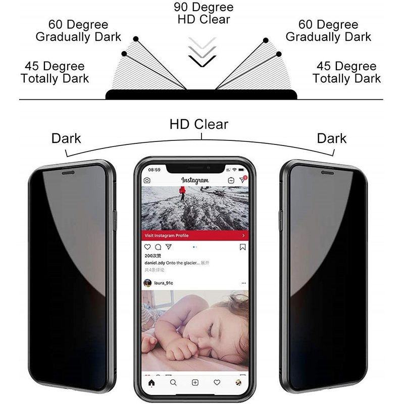 Funda magnética de privacidad para iPhone 14 13 12 11 Pro Max 12Mini 13Mini X XR Cubierta de metal de vidrio templado anti-mirones de doble cara para iPhone 8 7 Plus SE2_voghion.com