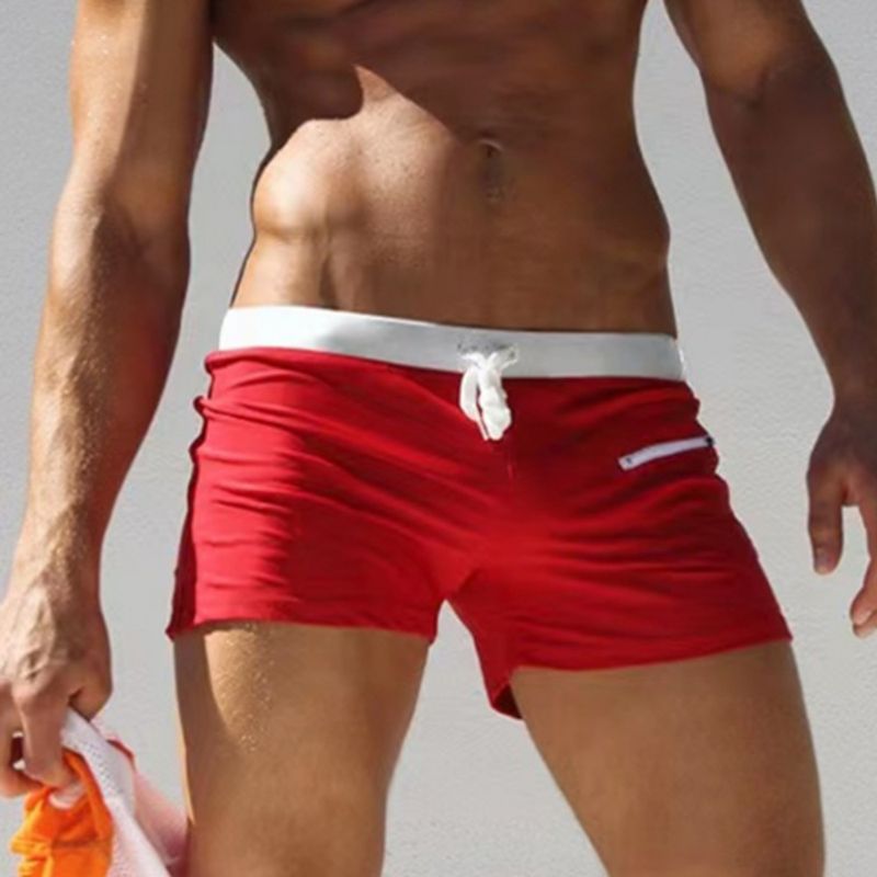 Men's Mid-Rise Sports Boxer Shorts - Solid Color With Secure Zipper & Drawstring (Anti-Slip & Breathable For Gym & Running)_voghion.com
