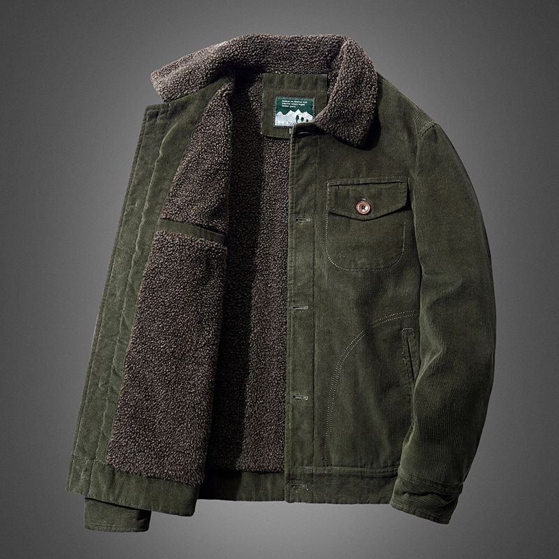 Giacca da uomo in cotone nuova, top casual largo in velluto a coste, più velluto spesso, giacca da uomo calda con colletto_voghion.com