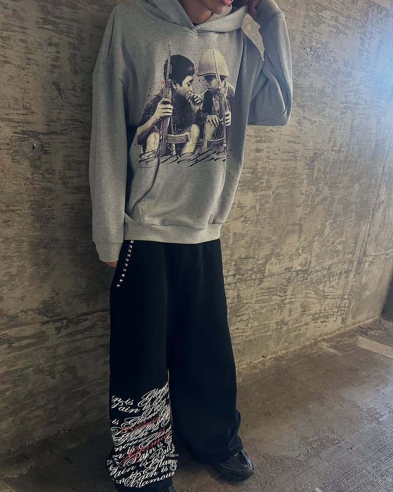 Abbigliamento da uomo: completo streetwear con felpa con cappuccio e jogger da uomo e da donna – vestibilità comoda e stampa geometrica per l'autunno/inverno (nero, dalla S alla 4XL)_voghion.com