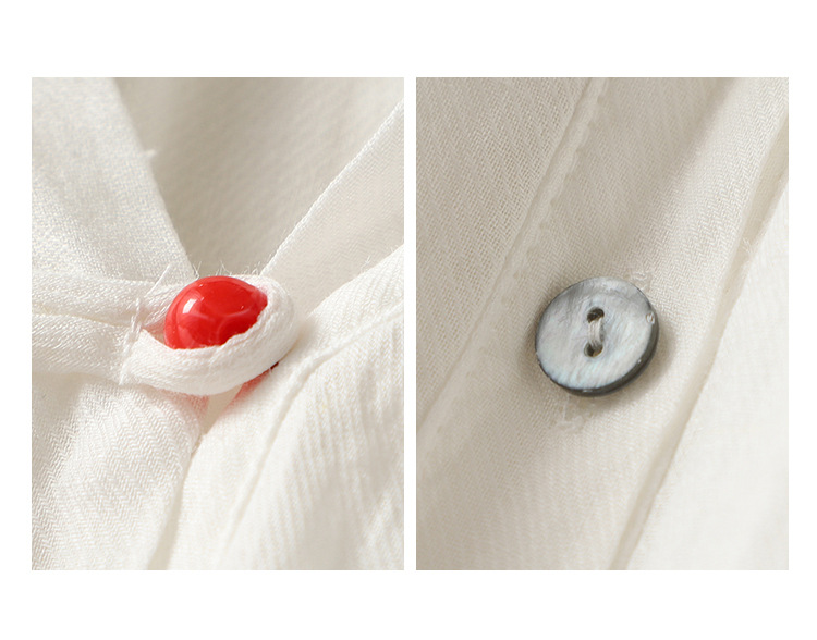 Camicia da donna in cotone e lino, semplice e ampia, a maniche corte_voghion.com