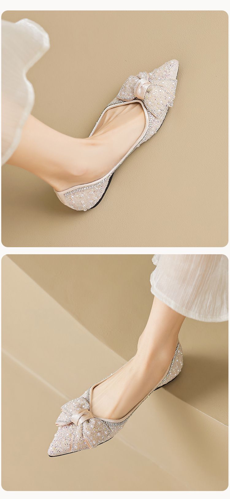 Spitz Strass Einzelnen Schuhe frauen Herbst Bogen Ein Pedal Fee Schuhe Große Größe_voghion.com