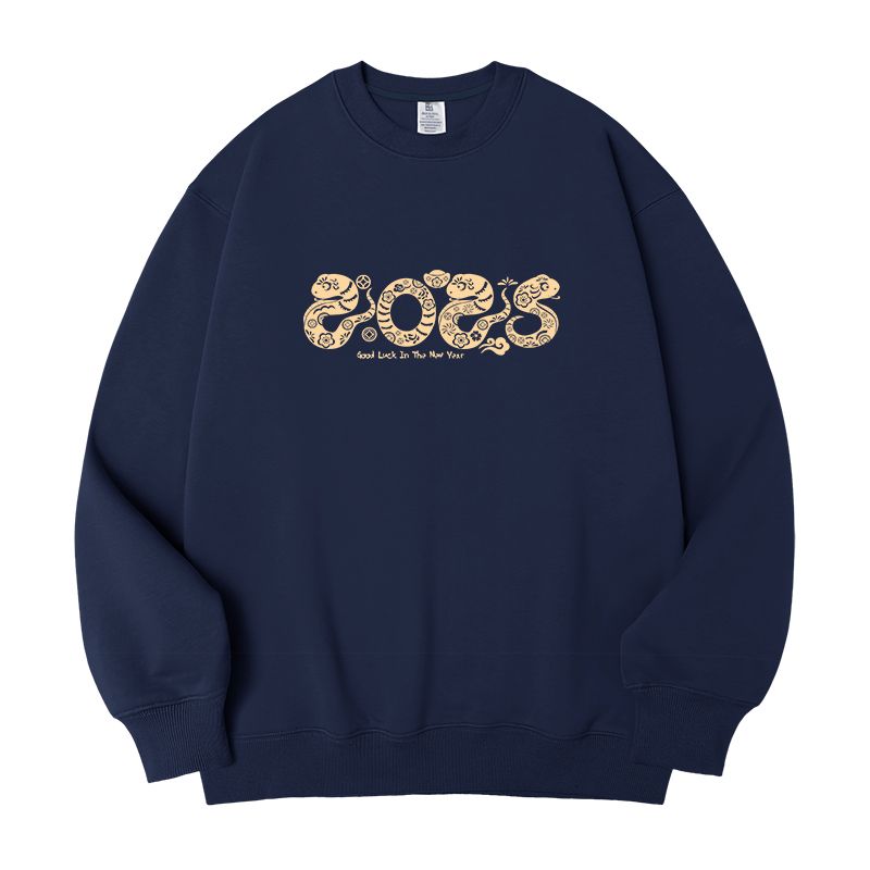Felpa rossa con scollo tondo per donna 2025 Serpente Zodiaco Abbigliamento Invernale Capodanno Festa di Gruppo Riunione 12_voghion.com