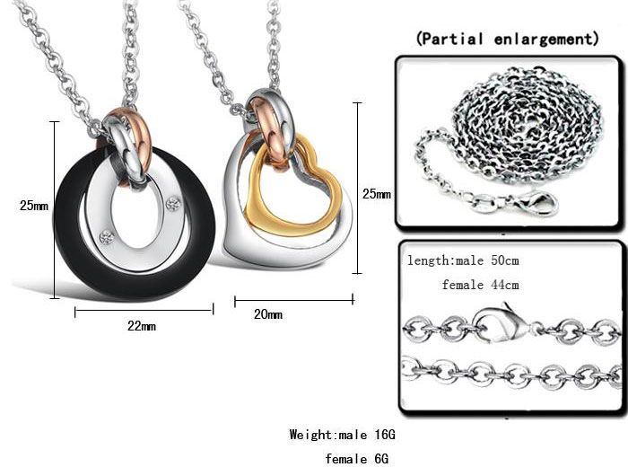 Collana da uomo classica con tre anelli, personalizzata, in acciaio puro con catena, in acciaio inossidabile_voghion.com