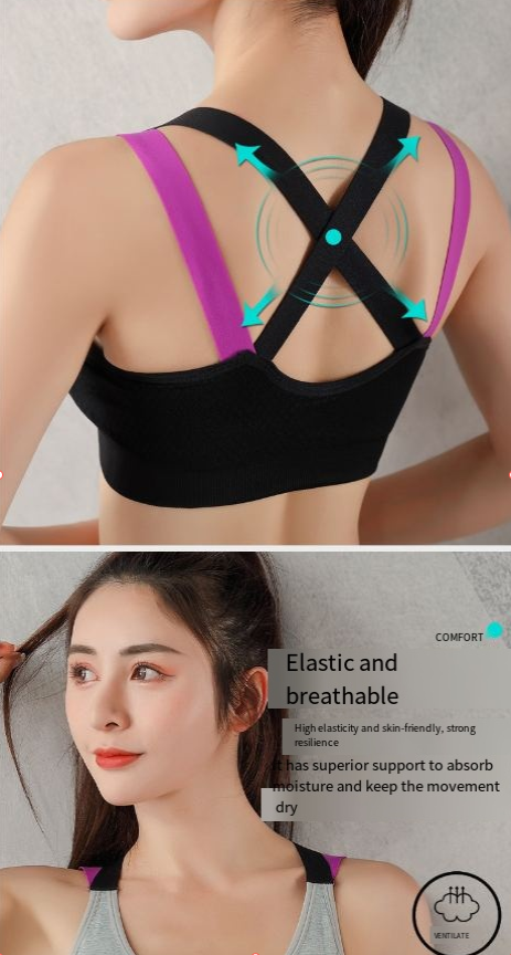 (3-pieces)Shockproof gathering plus size running beautiful back integrated shaping high-strength sports bra, front zipper_voghion.com