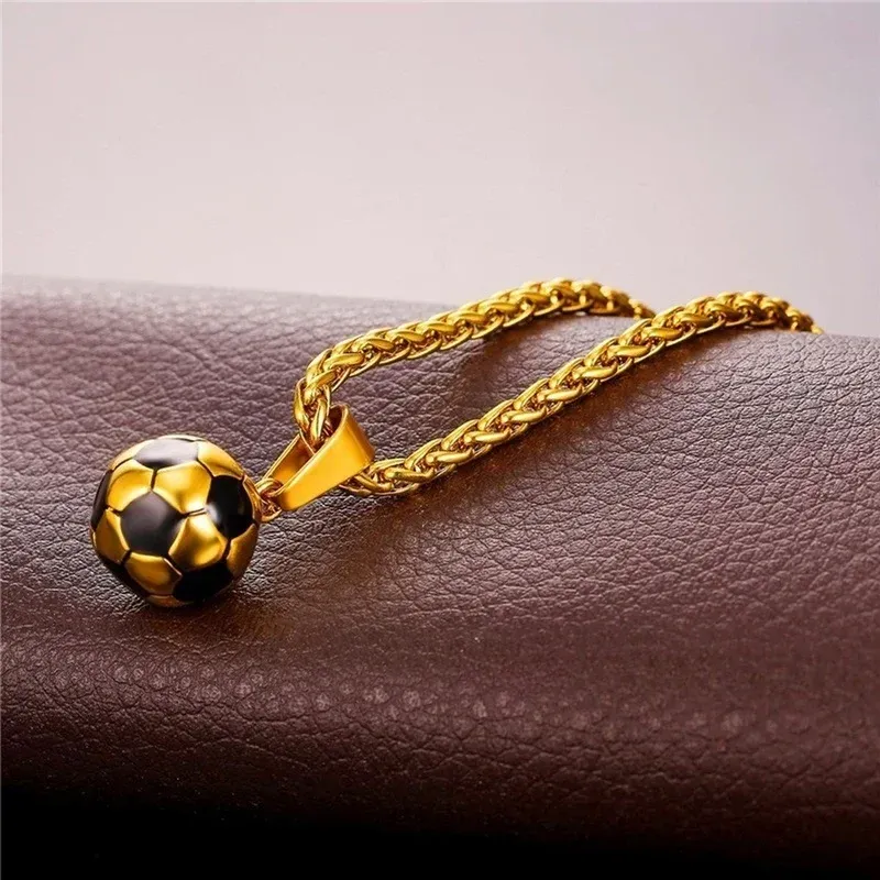 Ready Stock Summer Fashion Sports Football Stainless Steel Chain Boy's Men Necklace Jewelry Accessories for Creative Gift_voghion.com