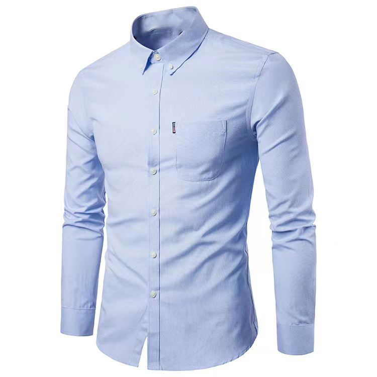 Nuova camicia a maniche lunghe Oxford Spinning Edizione coreana Non stirabile Slim Fit Tinta unita Abbigliamento casual da uomo per il centro_voghion.com