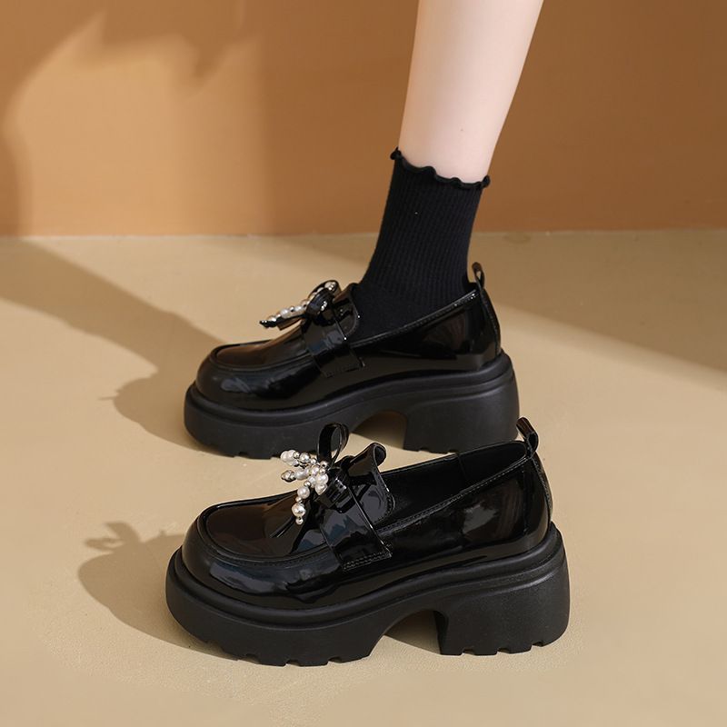 British Style Thick-Soled Height-Increasing Women's Leather 2025 New Autumn Winter Versatile Butterfly JK Single Shoes_voghion.com
