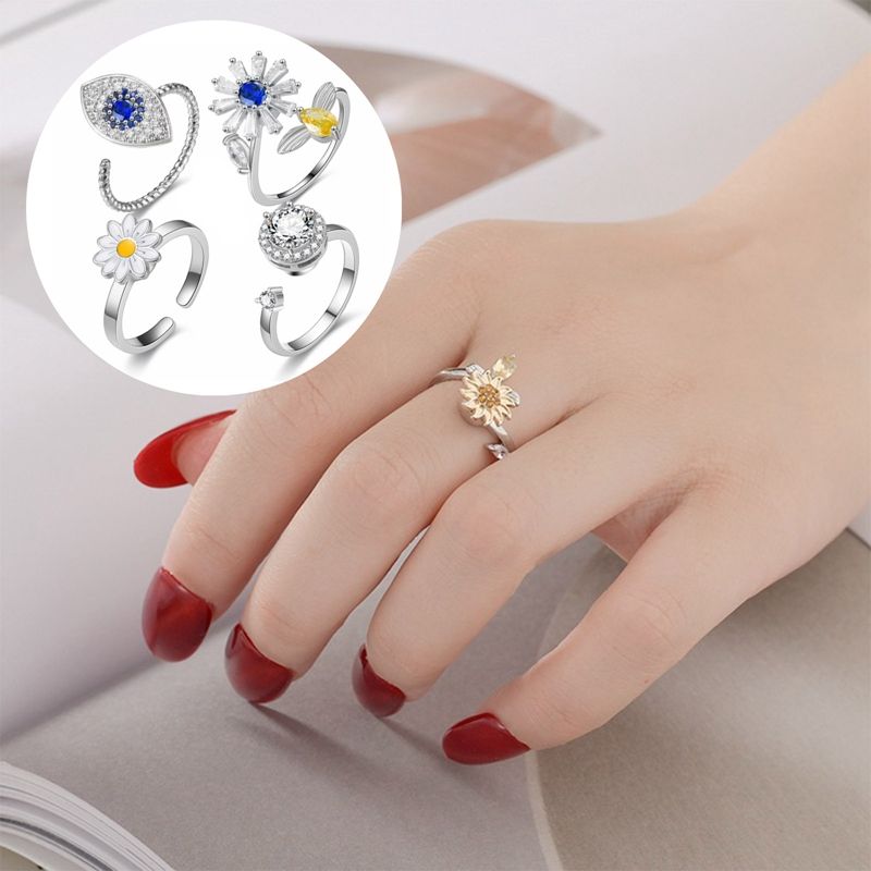 Bereit Lager Blume Biene Fidget Spinner Ring Angst Anillo Antiestres Ringe Edelstahl Ringen ustables Anneaux Penicien Bague_voghion.com