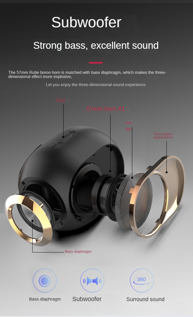 Nouveau haut-parleur Bluetooth TWS sans fil à basses puissantes, carte de bureau, haut-parleur d'extérieur Bluetooth_voghion.com