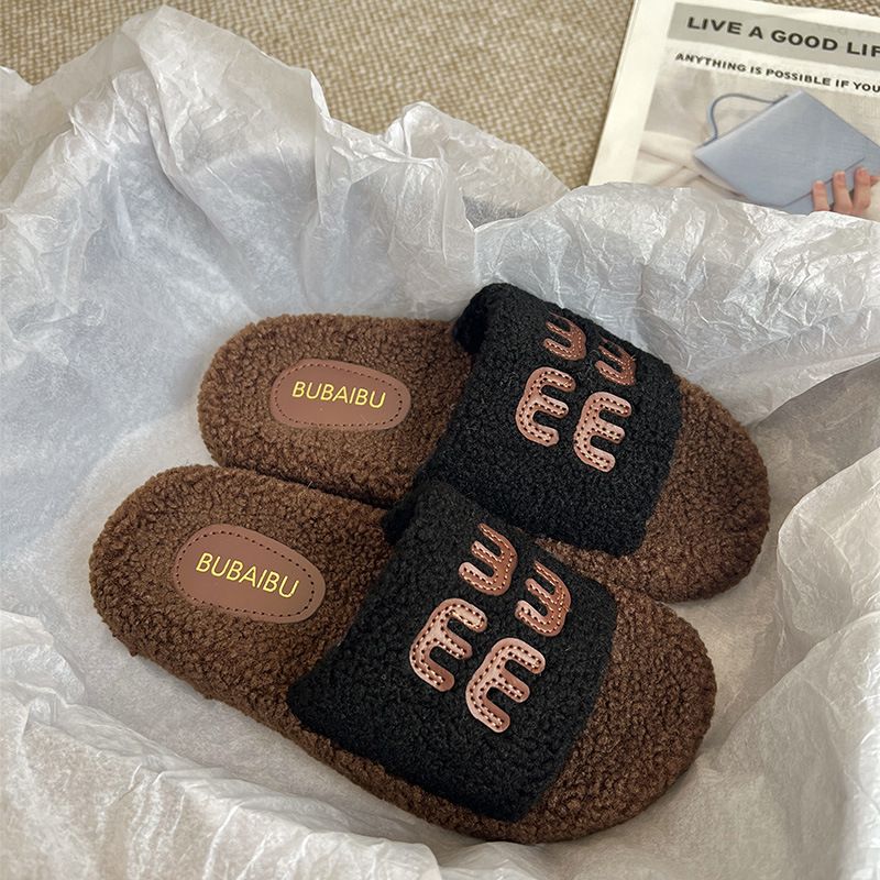 Morbide per le donne, nuovo stile autunnale, moda con lettere, abbigliamento di alta qualità per la casa e per l'esterno, pantofole invernali in cotone_voghion.com