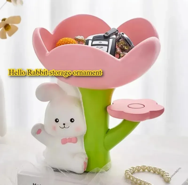 Storage Ornaments Household Cute Rabbit Key Organizer Portable Small Item Tool Tray Ornament Childrens Room Desktop_voghion.com
