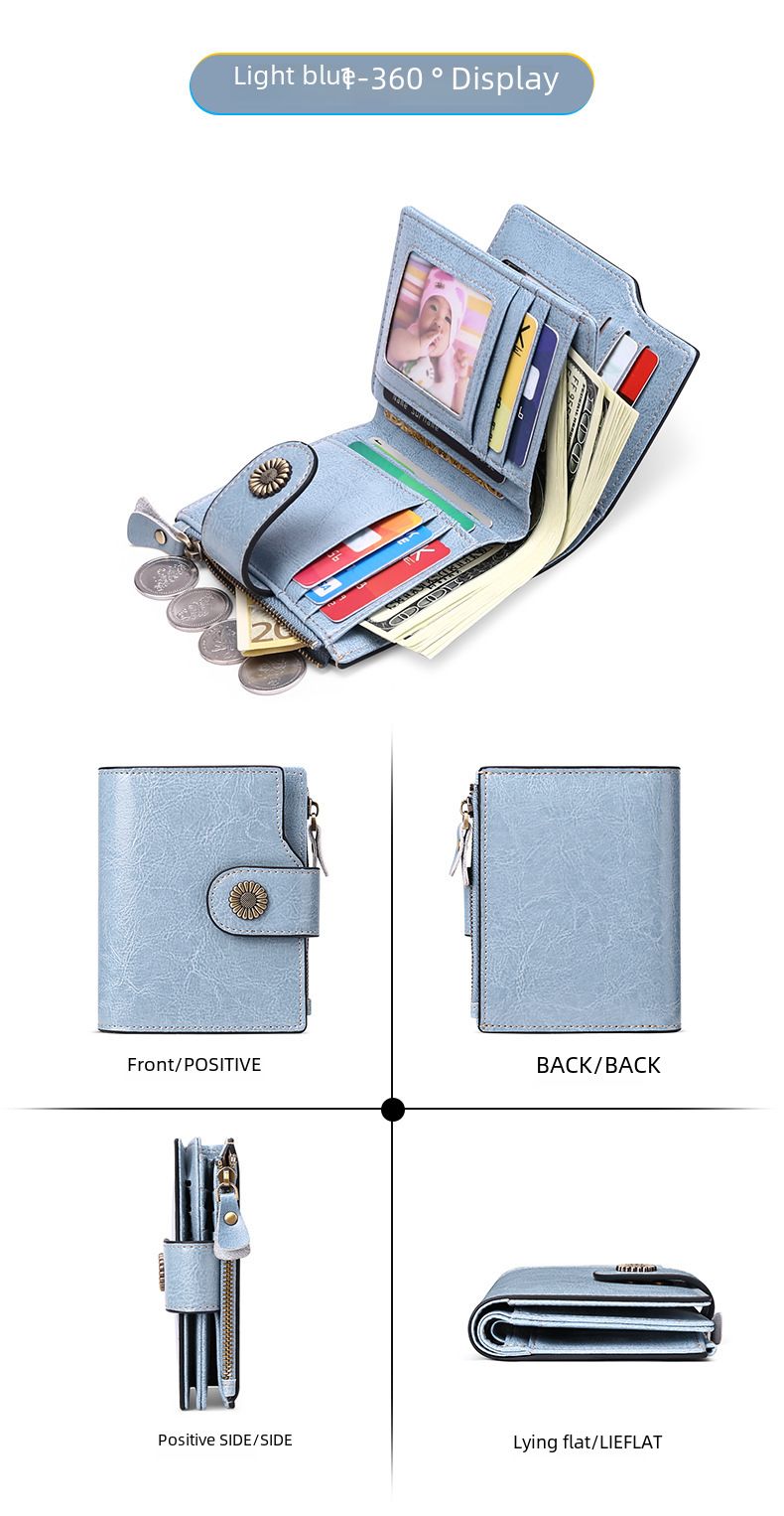 Women's wallet short Korean fashion buckle clutch girl's change bag multi-function card bag_voghion.com