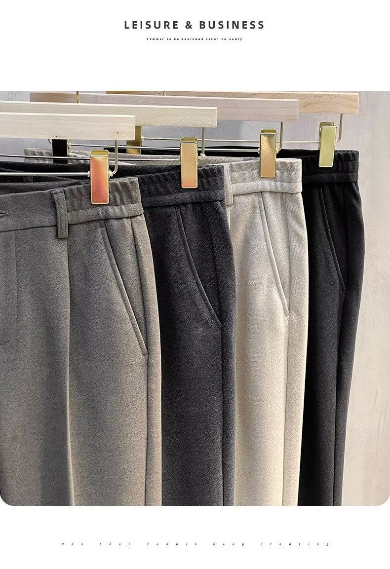 Yün Pantolon Erkek İlkbahar Ve Sonbahar Düz Dokuz Noktalı İnce Kesim Üst Sınıf Pantolon İş Gündelik Pantolon Erkek Pantolon Sonbahar Ve Kış_voghion.com