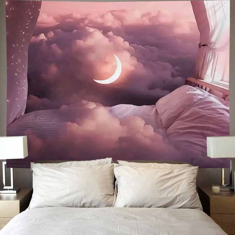 Nordic tapestry ins minimalist internet celebrity live streaming wall hanging fabric Dormitory bedroom bedside_voghion.com