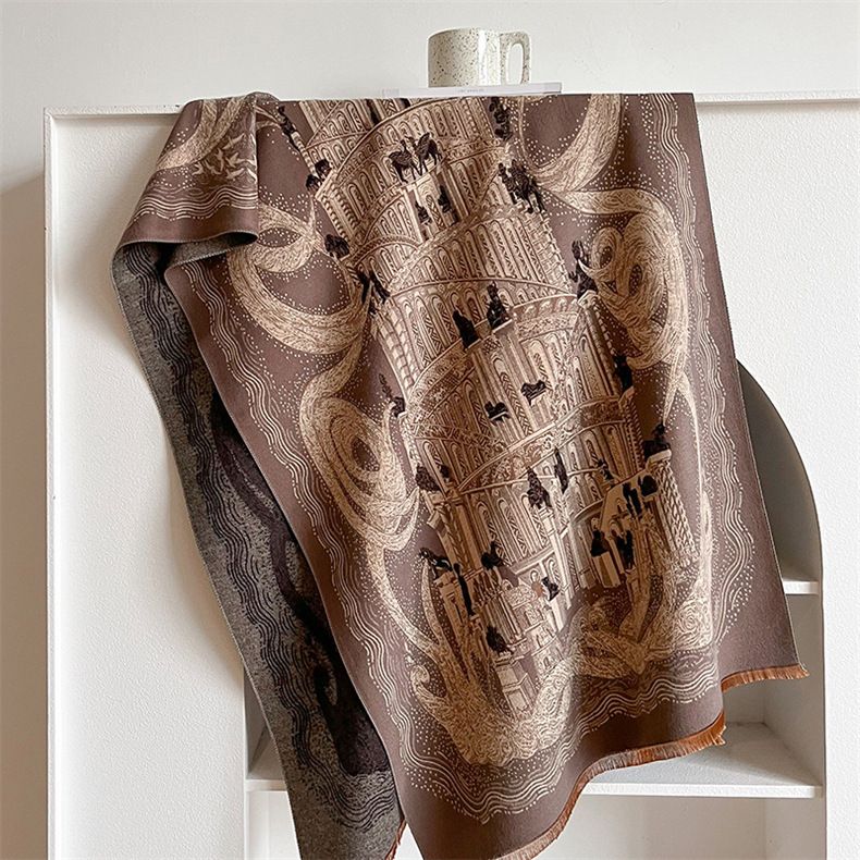 Sciarpa-scialle a torre in ferro architettonica per donna autunno inverno doppio uso oversize e versatile in cashmere_voghion.com