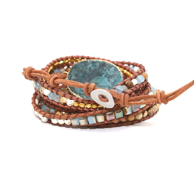 Ocean Beaded Natural Stone Woven Handmade Bohemian Bracelet_voghion.com