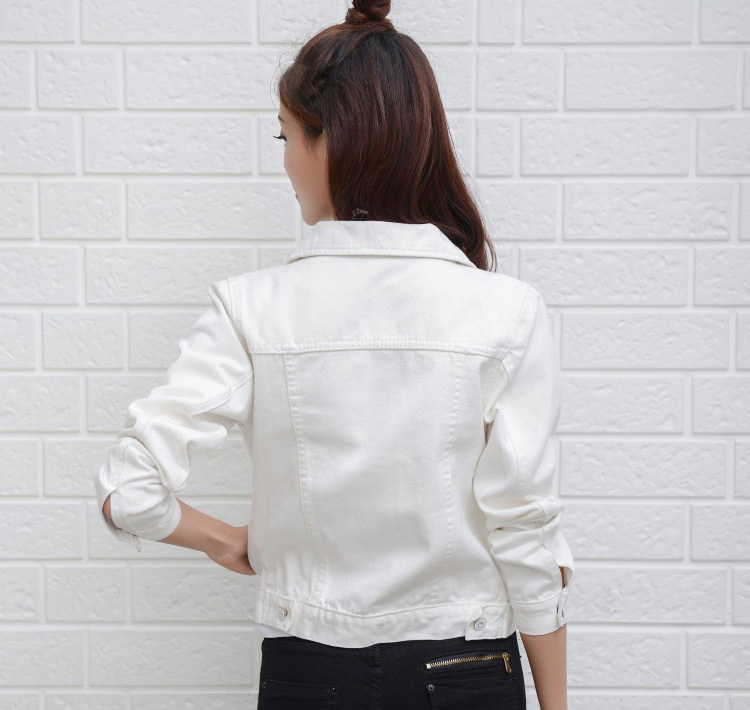 Nuova giacca di jeans da donna primavera e autunno 2022 giacca di jeans corta casual da donna versione coreana giacca di colore solido_voghion.com