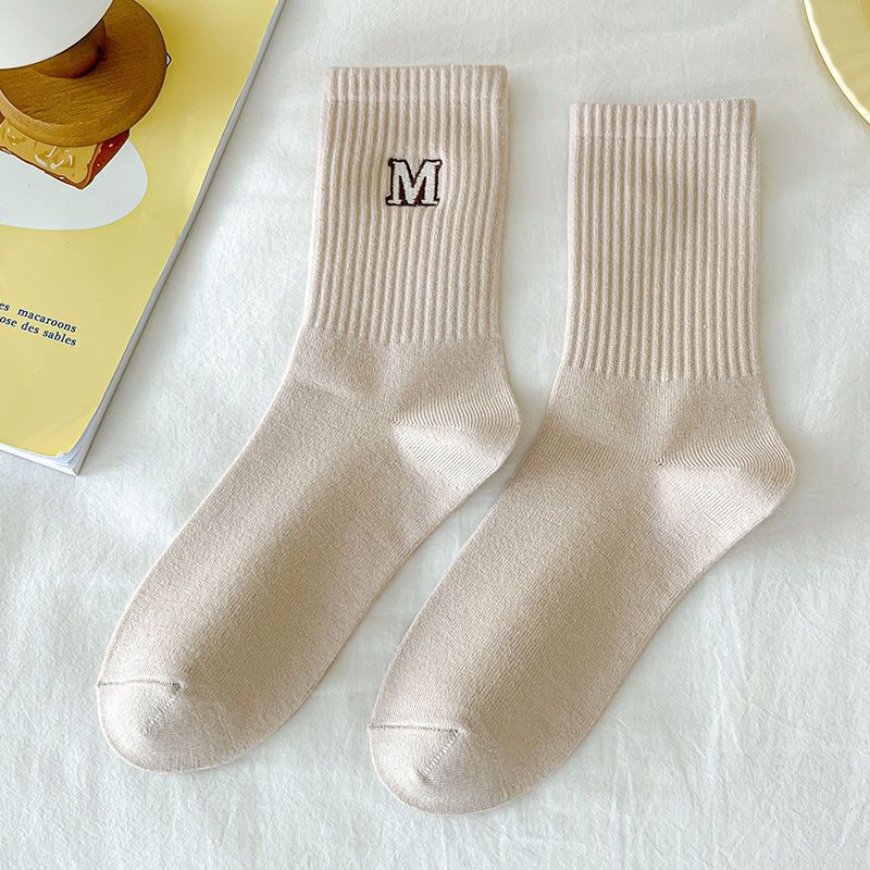 Zhuji Women's Autumn Mid-Calf Trendy Thickened Melad Striped Slouch Seamless Winter Long Socks_voghion.com