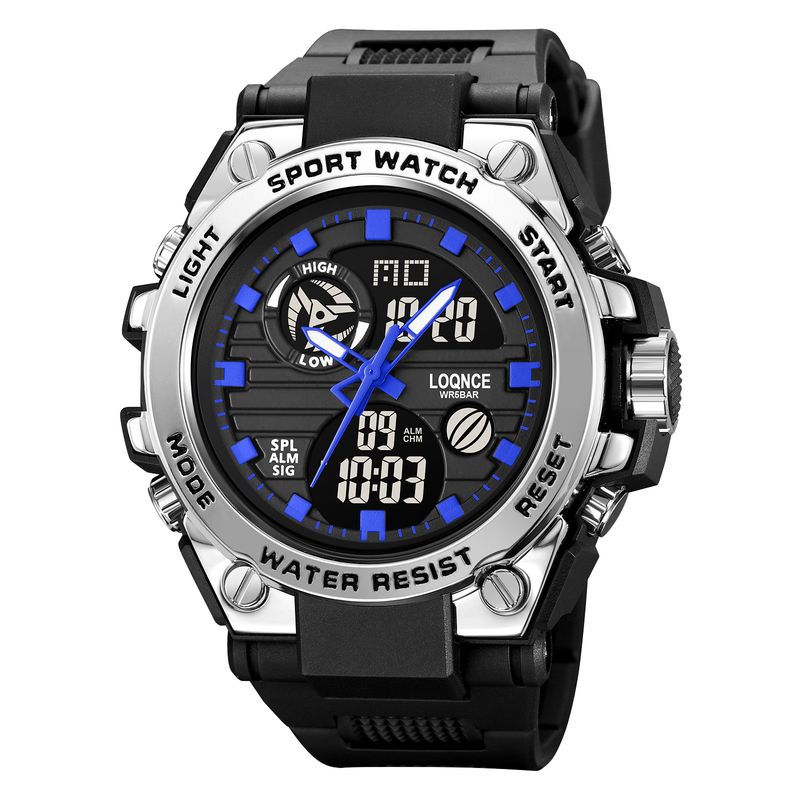 LOQNCE Nuovo prodotto Orologio elettronico impermeabile multifunzione a doppio display con quadrante grande per studenti maschi 98002_voghion.com