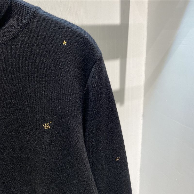 Herrenbekleidung Herren Winter neuer Pullover schwarzer Rollkragenpullover mit Stickerei Schafspelz Strickpullover Mode Business Herrenhemd B1EGA4326_voghion.com