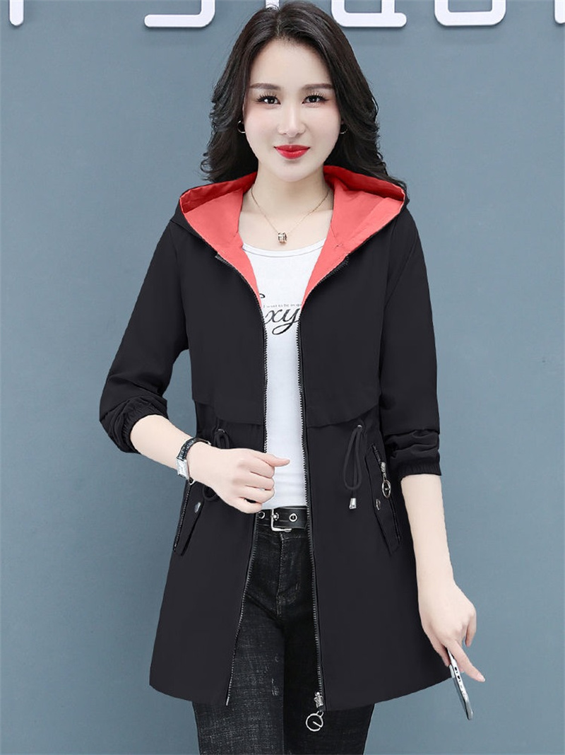 Double-Sided Trench Coat Women 2022 New Spring Autumn Clothes Hooded Large Size Long Windbreaker Jacket Female Outerwear_voghion.com