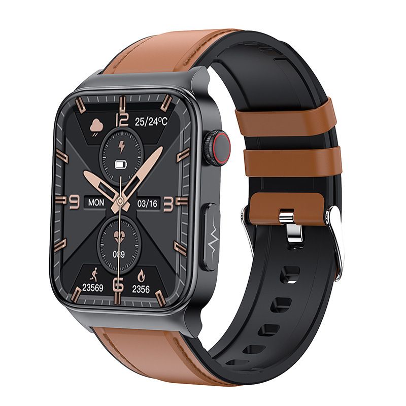 Nuovo smartwatch E500 schermo ad alta definizione 1.83 ECG+PPG temperatura corporea, ossigeno, elettrocardiogramma con non invasivo_voghion.com