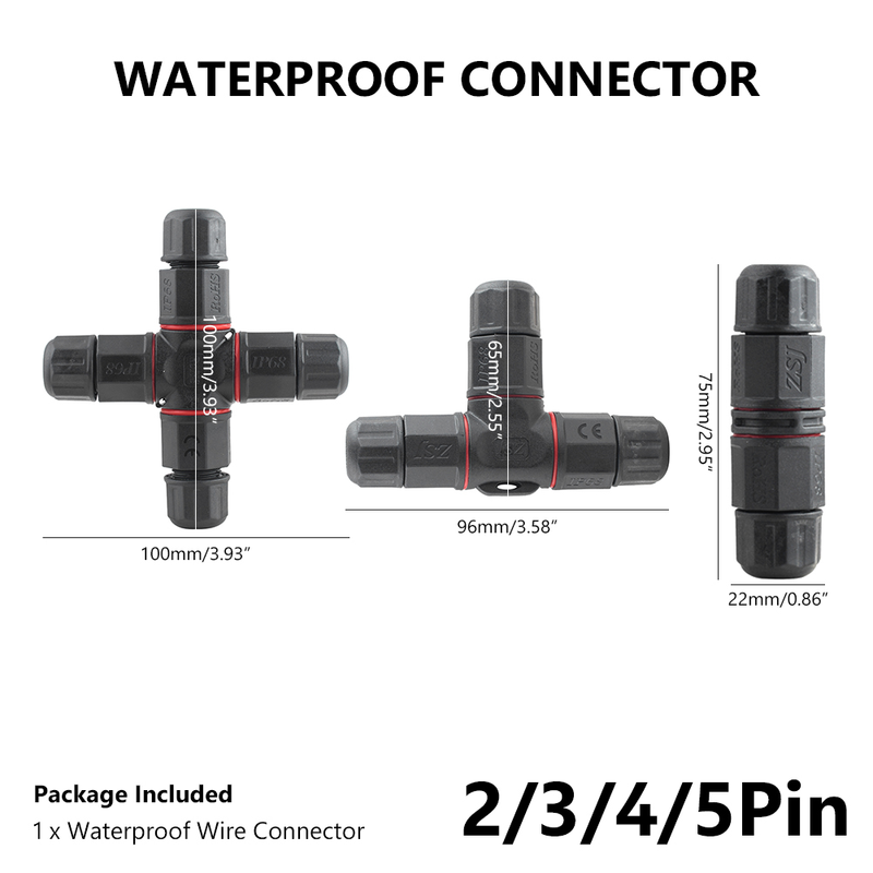 10pcs 2/3/4/5 Pin Waterproof Connector Electrical Terminal Junction Cable IP68 Adapter Set Wire Screw LED Light Box Outdoor_voghion.com