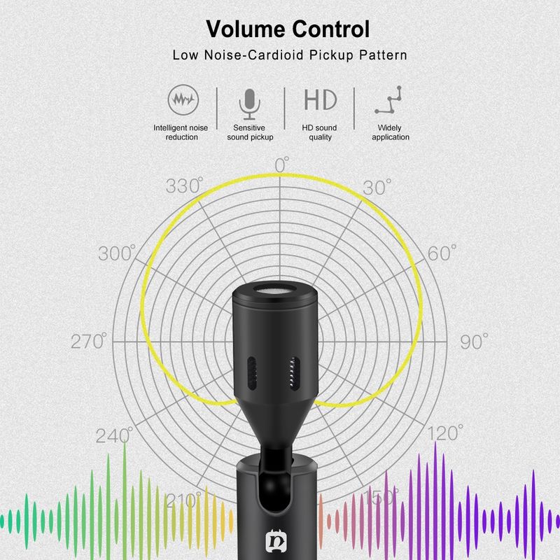 3.5mm Jack Mobile Phone Single Directional Adjustable Microphone(Black)_voghion.com