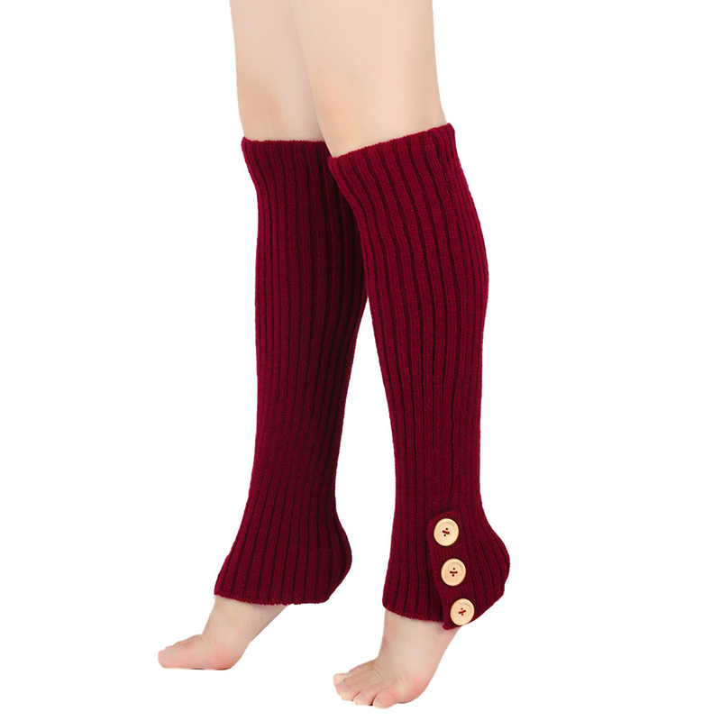 Autumn Winter Warm Knitted Button Long Boot Covers European American Style Slouch Foot Leg Warmers JK Socks_voghion.com