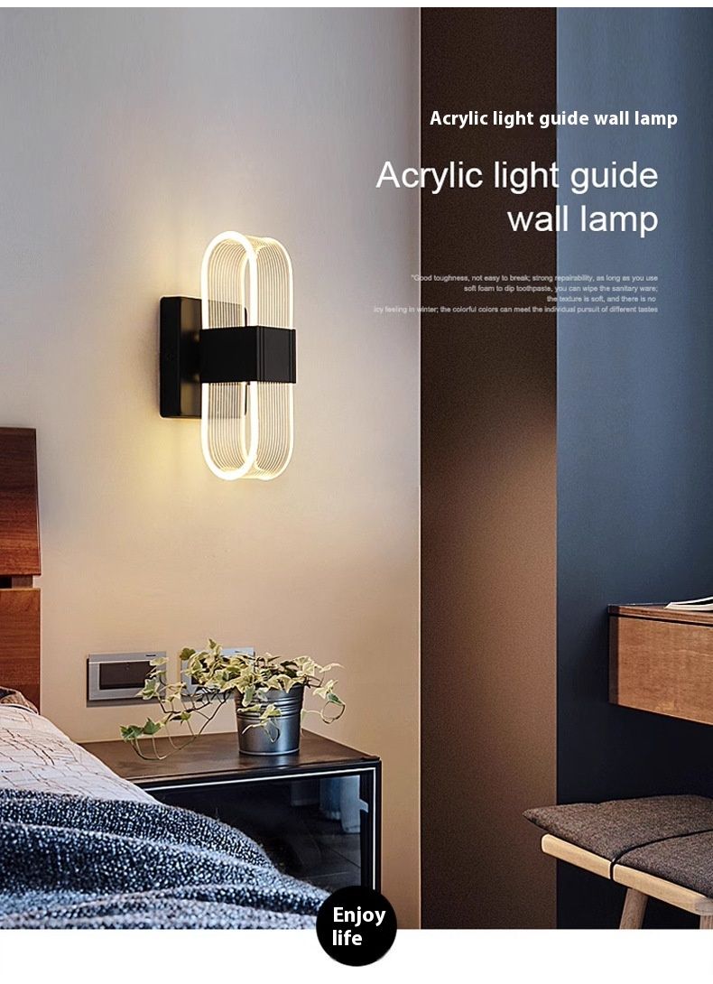 Minimalistyczna nowoczesna lampka nocna kreatywna sypialnia salon Nordic LED ultra jasne tło ścienne korytarza_voghion.com